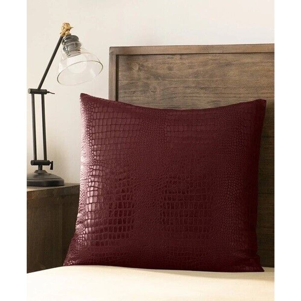 NWT PATRICIA NASH Faux Crocodile Collection (2) Euro Sham Plum Size 26 x 26‎ Set